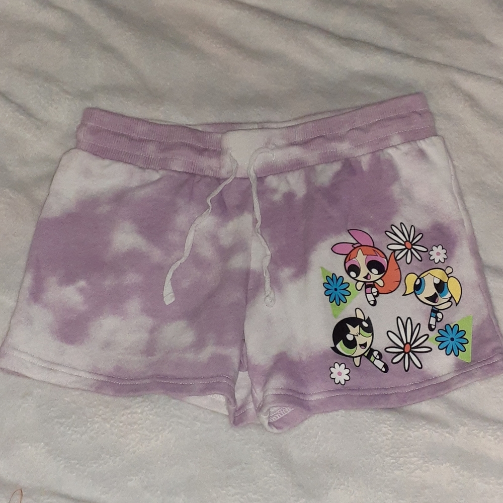 Powerpuff Girls Cotton Sweat Jogger Shorts Tie Dye